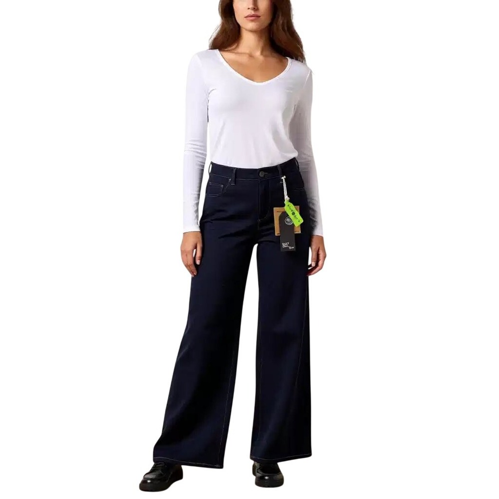 1822 Denim Womens High Rise Wide Leg Indigo‎ Jeans Blue Repreve Size 8